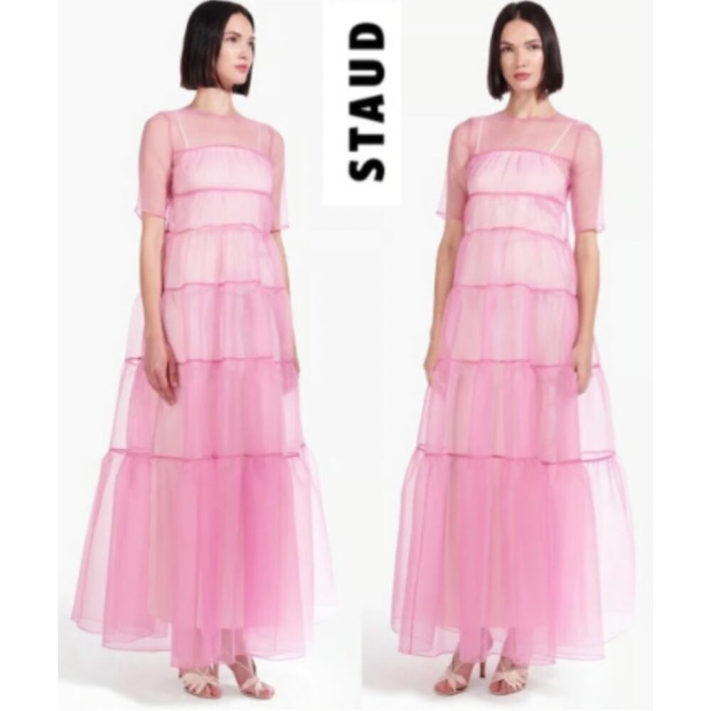 STAUD Hyacinth Maxi Pink Organza Dress. Medium. New with tags.
